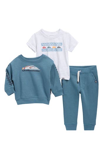 Quiksilver Logo Graphic T-shirt, Pullover & Joggers Set In Multi