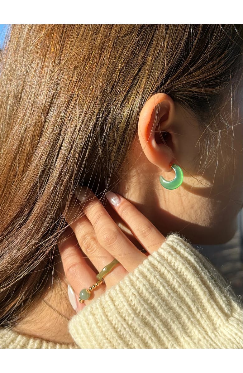 seree Half moon Green chalcedony earrings, Alternate, color, Bright Green