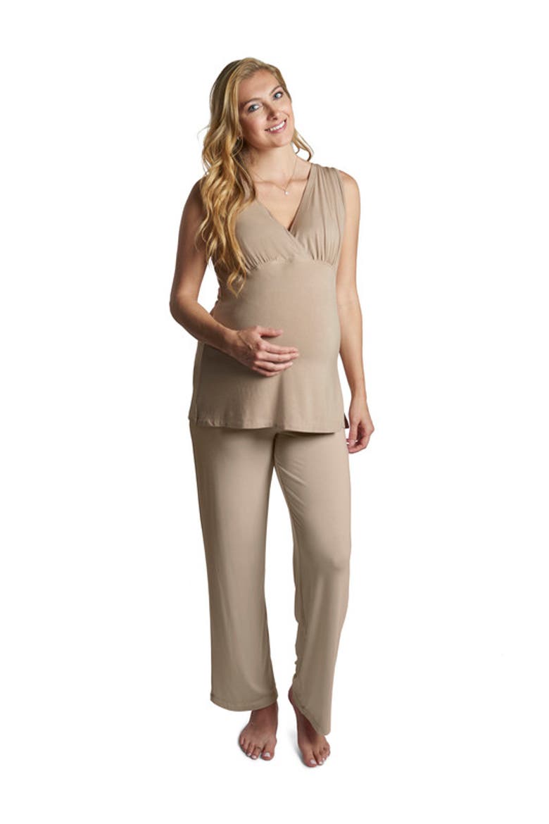 Analise During & After 5-Piece Maternity/Nursing Sleep Set for Mom & Baby, Alternate, color, Latte