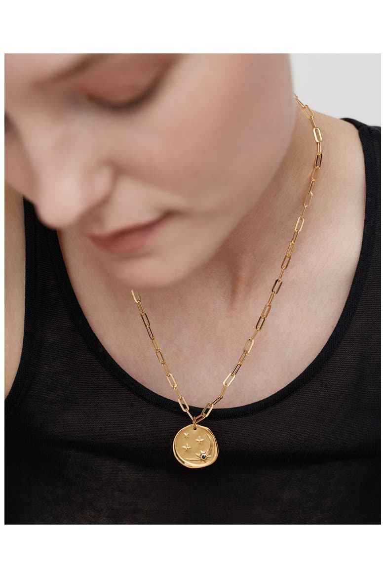 Talisman Recycled 18K Gold Plate, Sterling Silver & Blue Sapphire Pendant Necklace, Alternate, color, GOLD VERMEIL