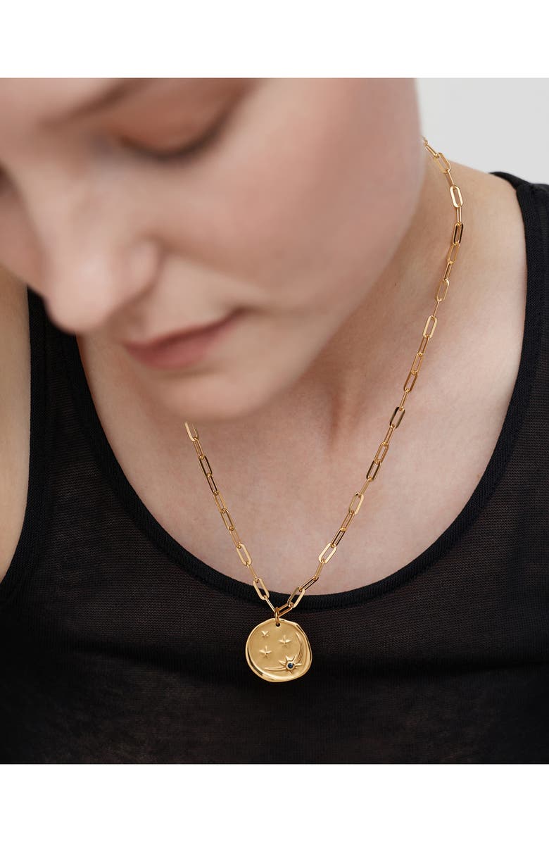 Monica Vinader Talisman Recycled 18K Gold Plate, Sterling Silver & Blue Sapphire Pendant Necklace, Alternate, color, Gold Vermeil