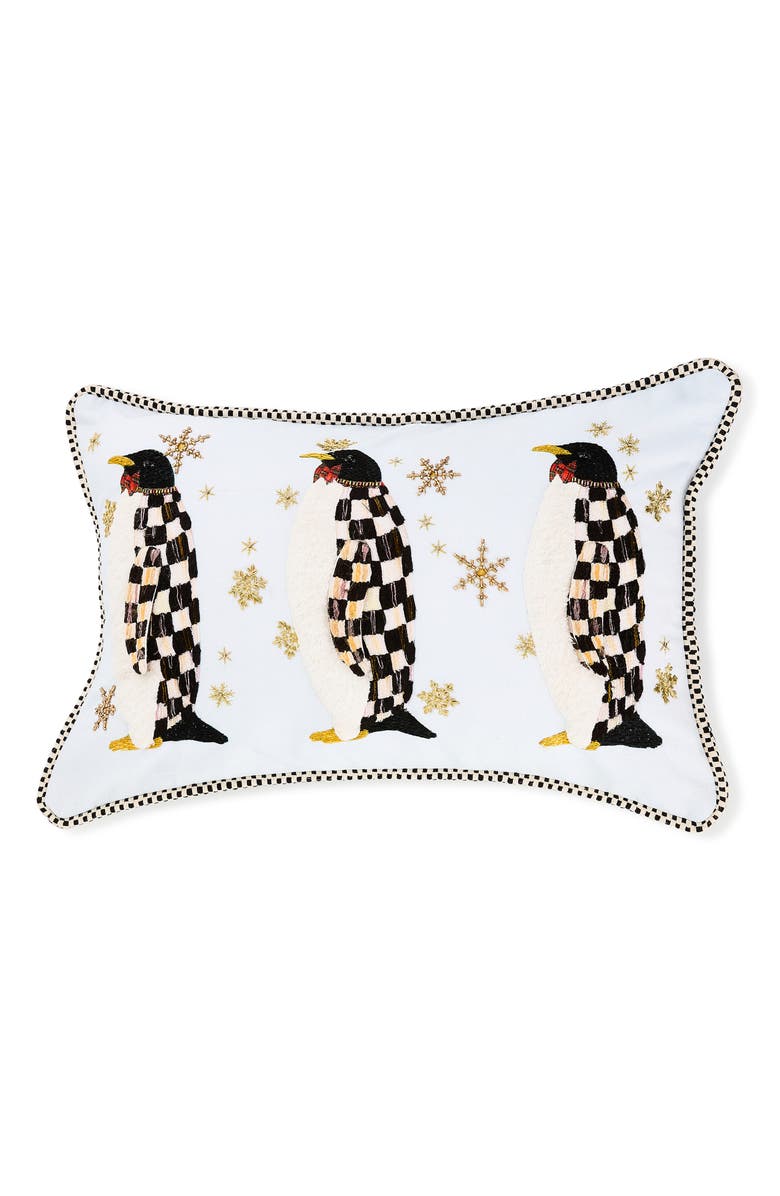 MACKENZIE CHILDS Penguin Parade Throw Pillow, Main, color, White