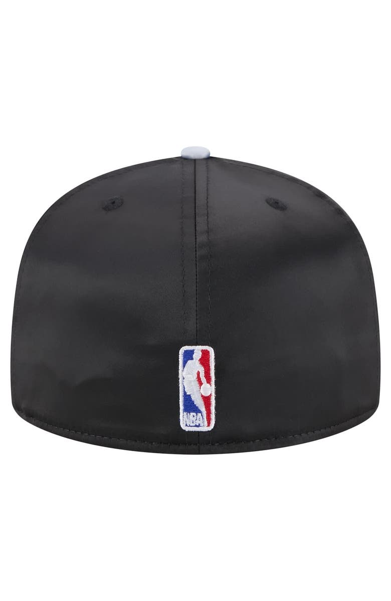 New Era Men's New Era Black/Gray Brooklyn Nets Throwback Satin Vintage Pin Two-Tone 59FIFTY Fitted Hat, Alternate, color, Black