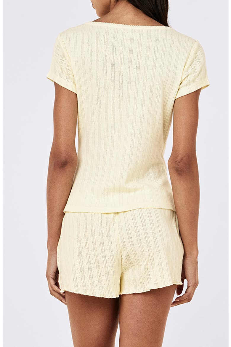 Imogen Cotton Pointelle Knit Pajama Top, Alternate, color, BUTTERCUP