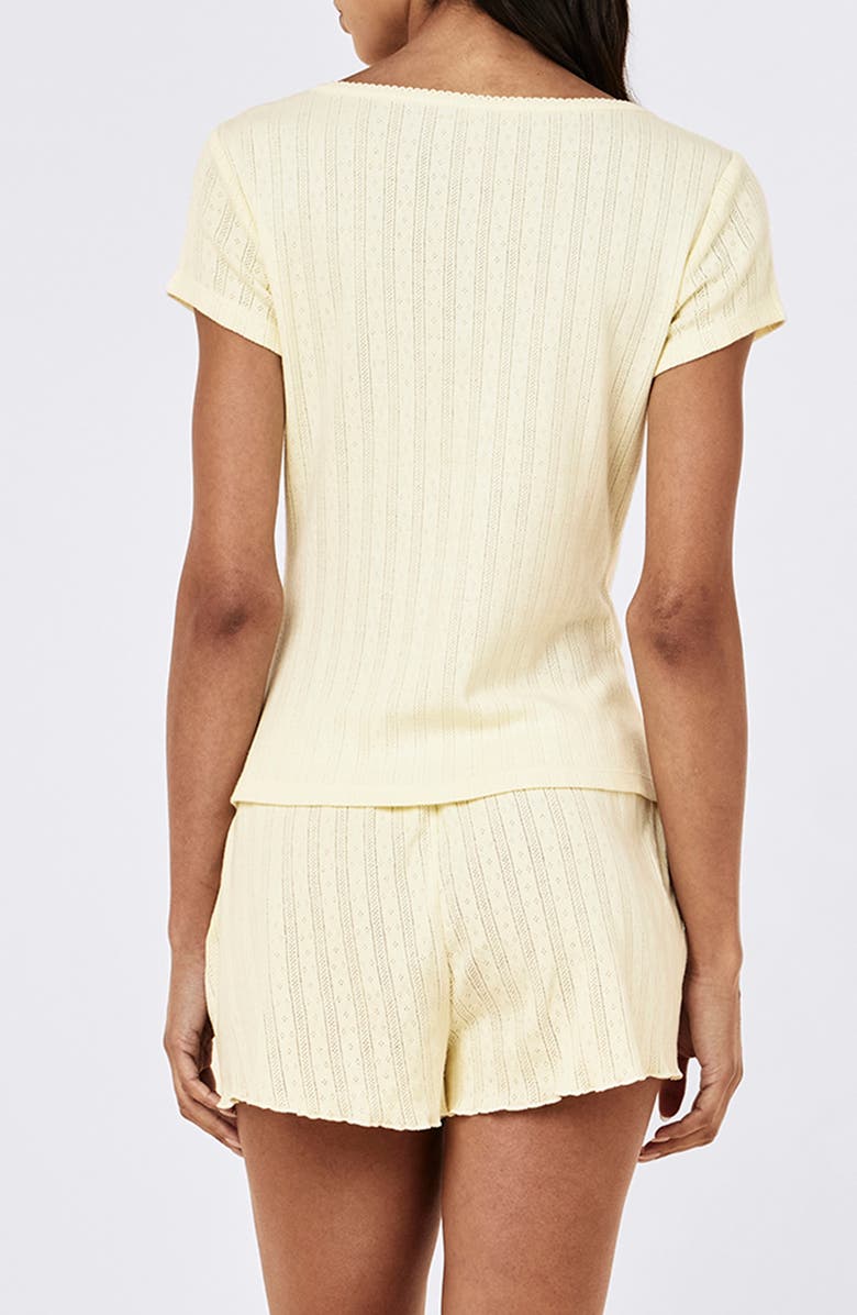 Papinelle Imogen Cotton Pointelle Knit Pajama Top, Alternate, color, Buttercup