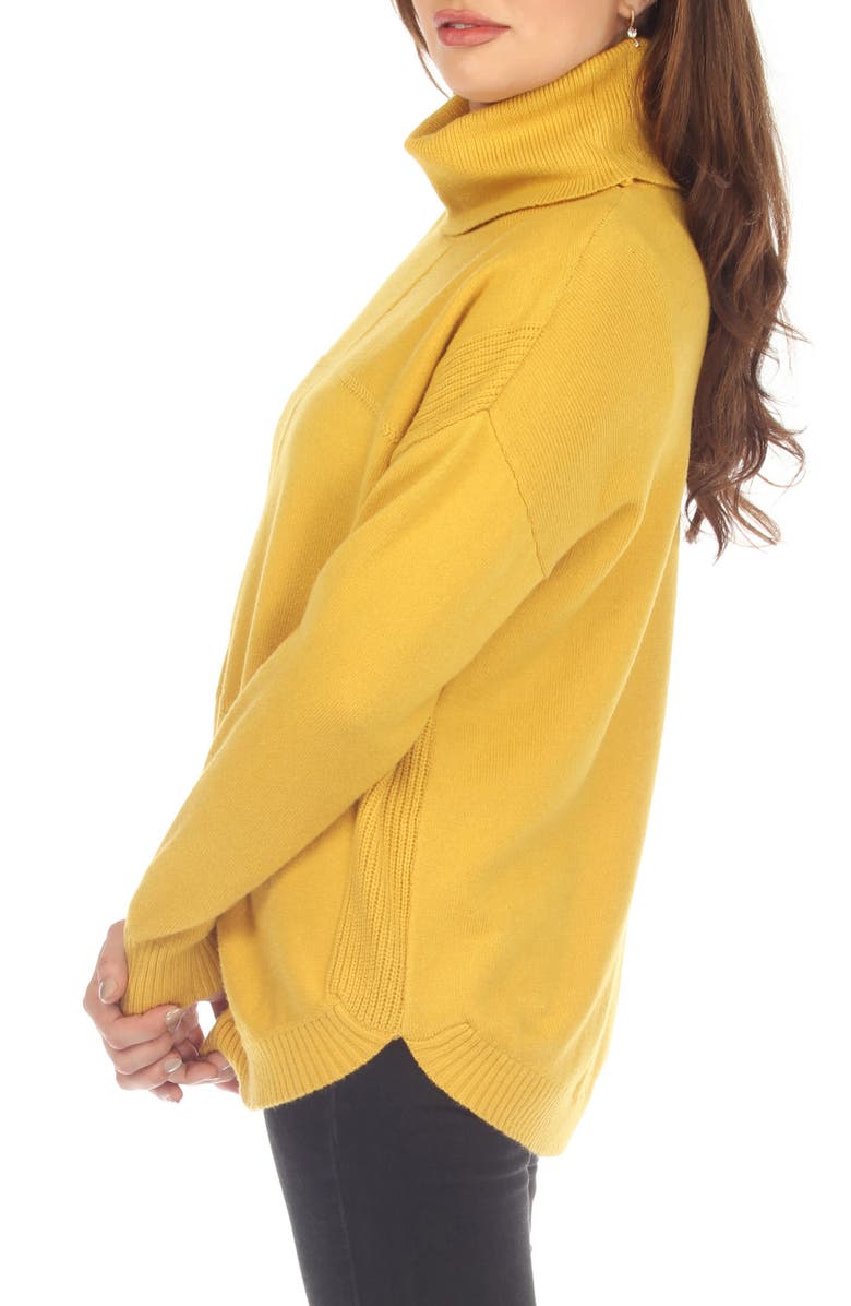 RAIN AND ROSE Long Sleeve Turtleneck Sweater, Alternate, color, Mustard