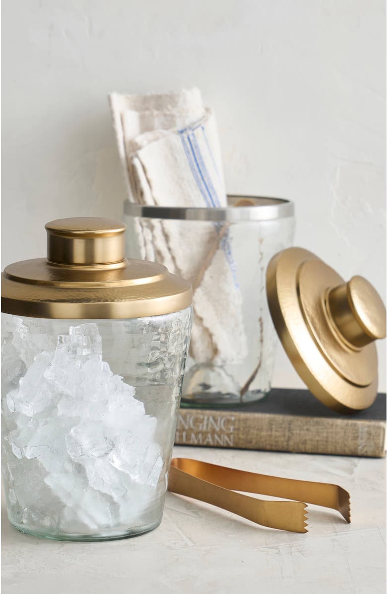 The Collective Pebbled Ice Bucket / Tongs Set, Main, color, Clear