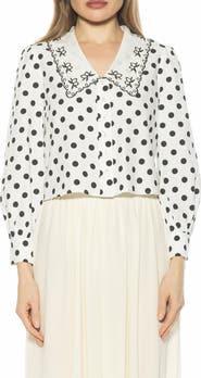 Alexia Admor Issey Embroidered Collar Button-Up Shirt