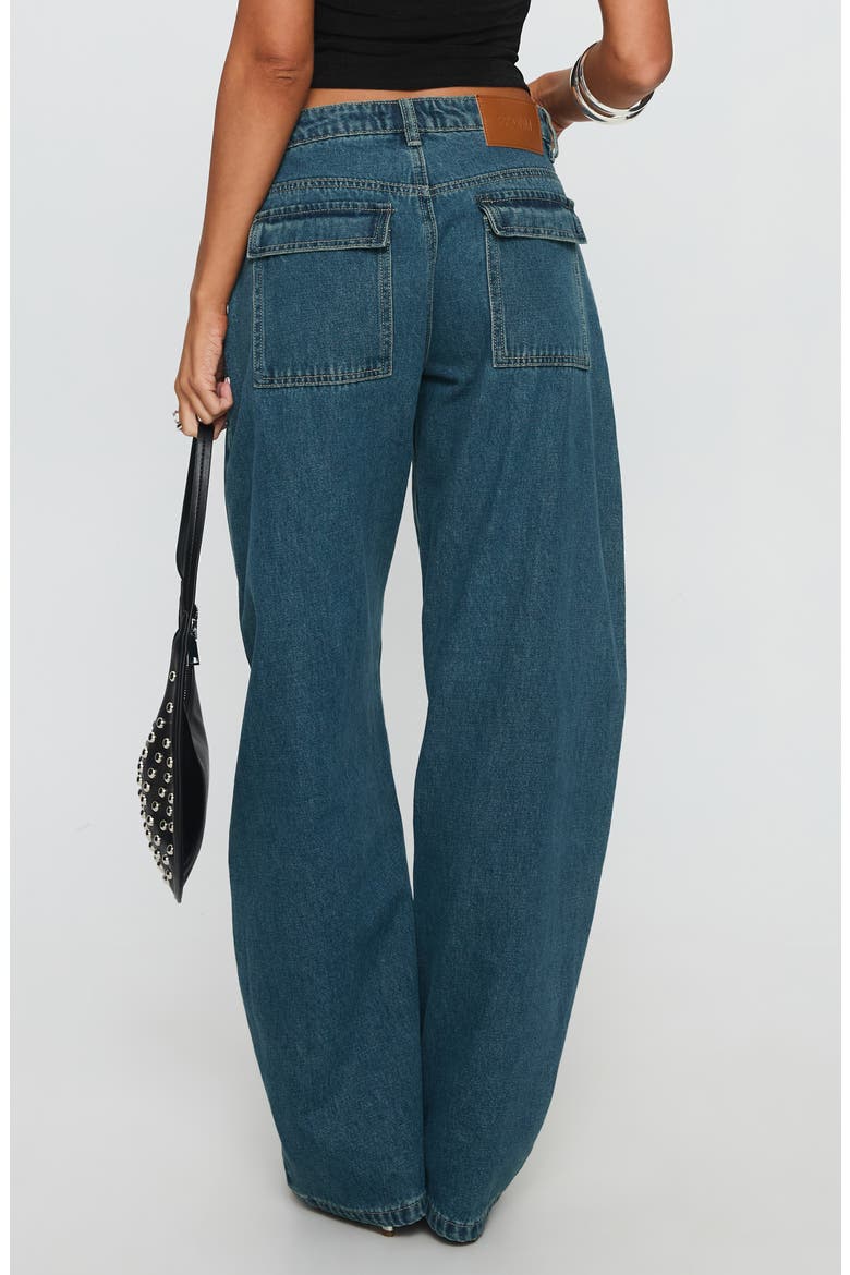 Juda Mid Rise Barrel Leg Jeans, Alternate, color, MID BLUE WASH