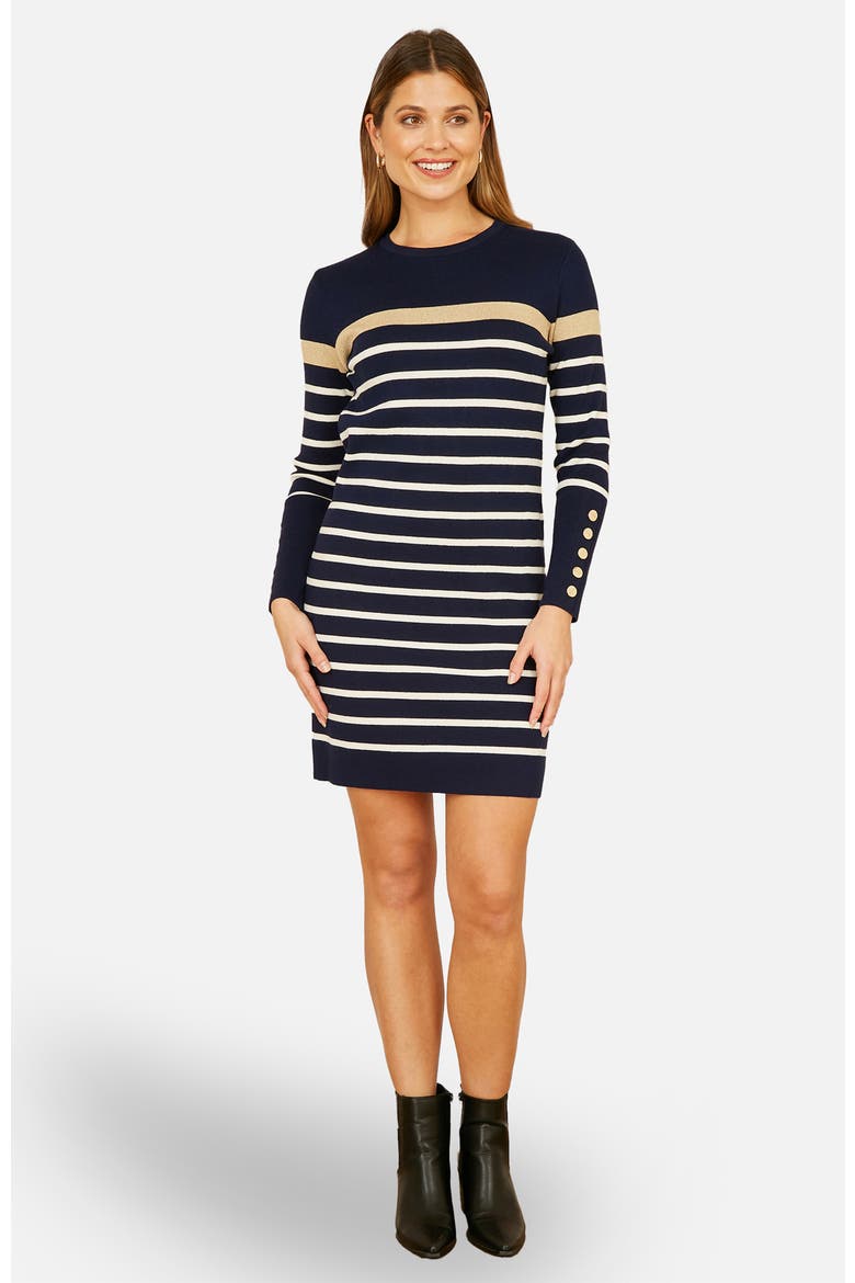 Striped Knitted Dress, Main, color, Navy