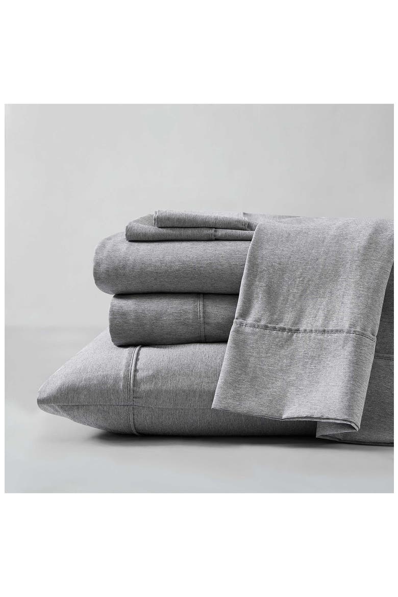 Solid Cationic Brushed Sheet Set, Main, color, DARK GREY
