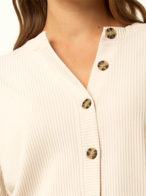 Single Stitch Ribbed V-neck Cardigan In Neutral