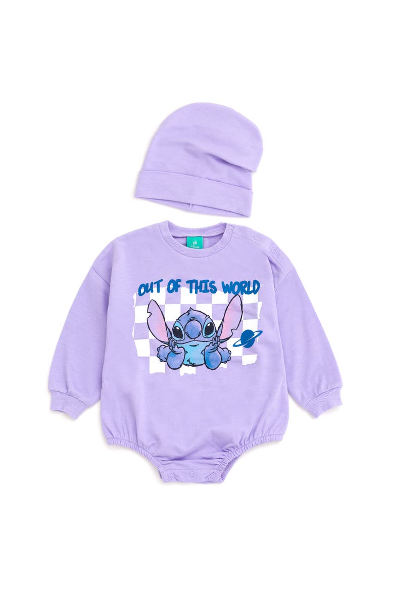 Lilo & Stitch 2-Piece Bodysuit and Hat Set, Main, color, Lilac Stitch