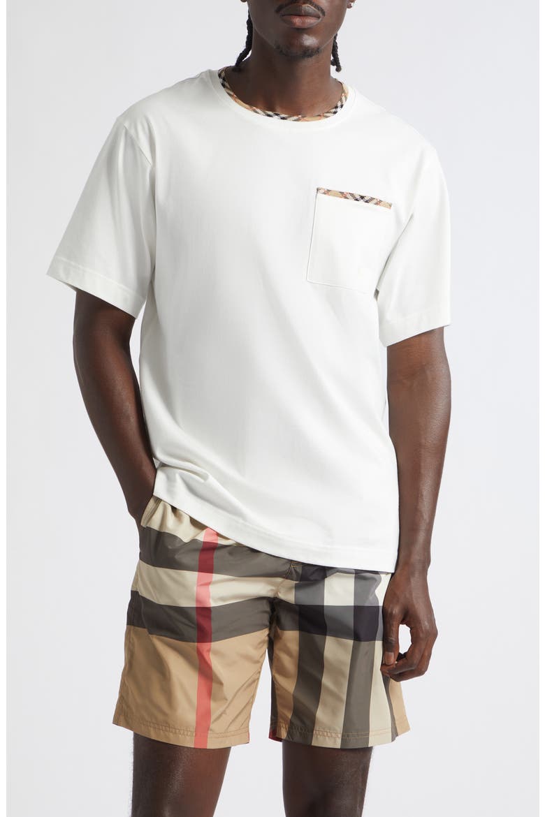 Ryan Check Trim Pocket T-Shirt, Main, color, CHALK