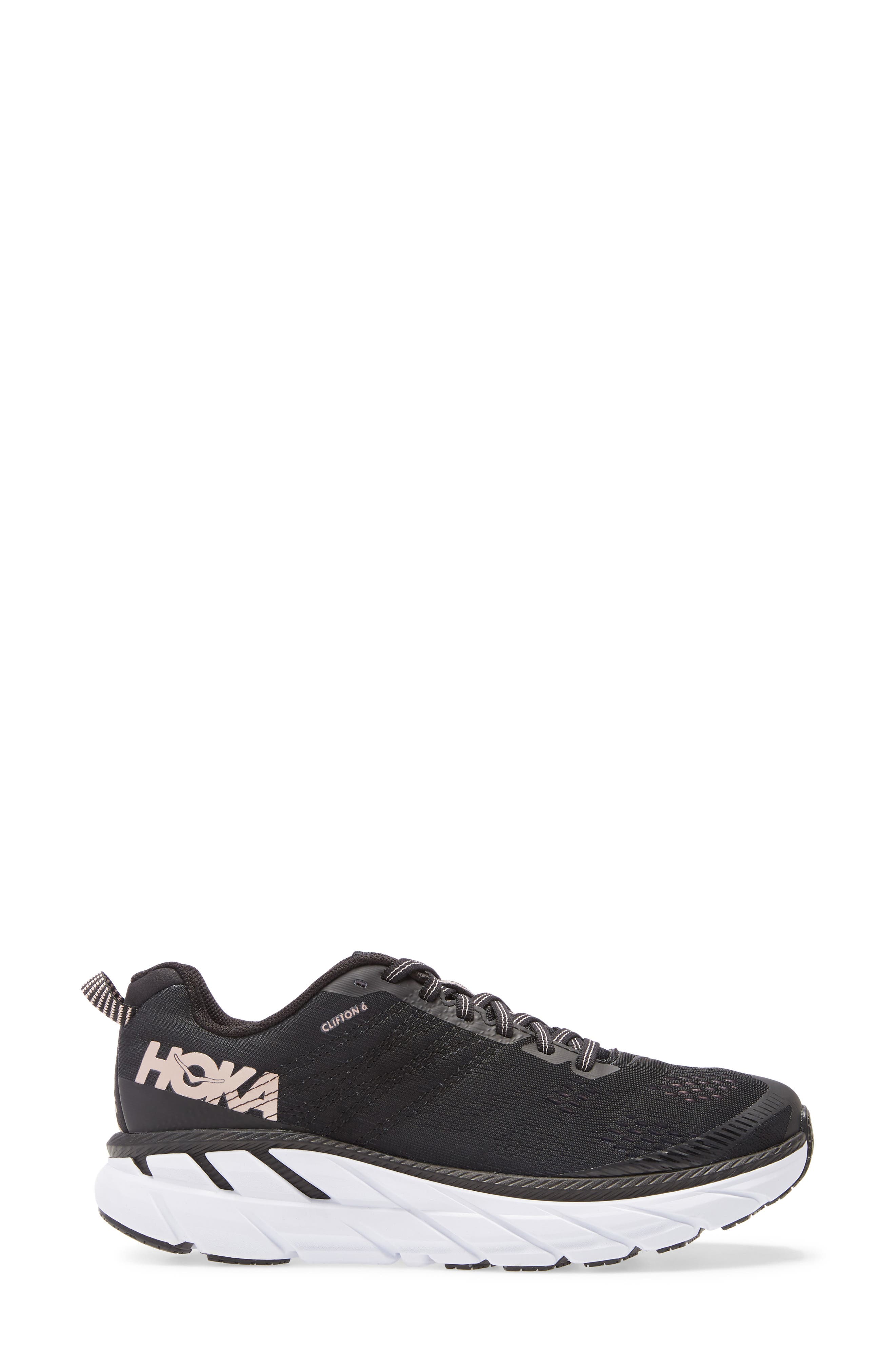 Clifton 6 Running Shoe, Alternate, color, BLACK/ ROSE GOLD