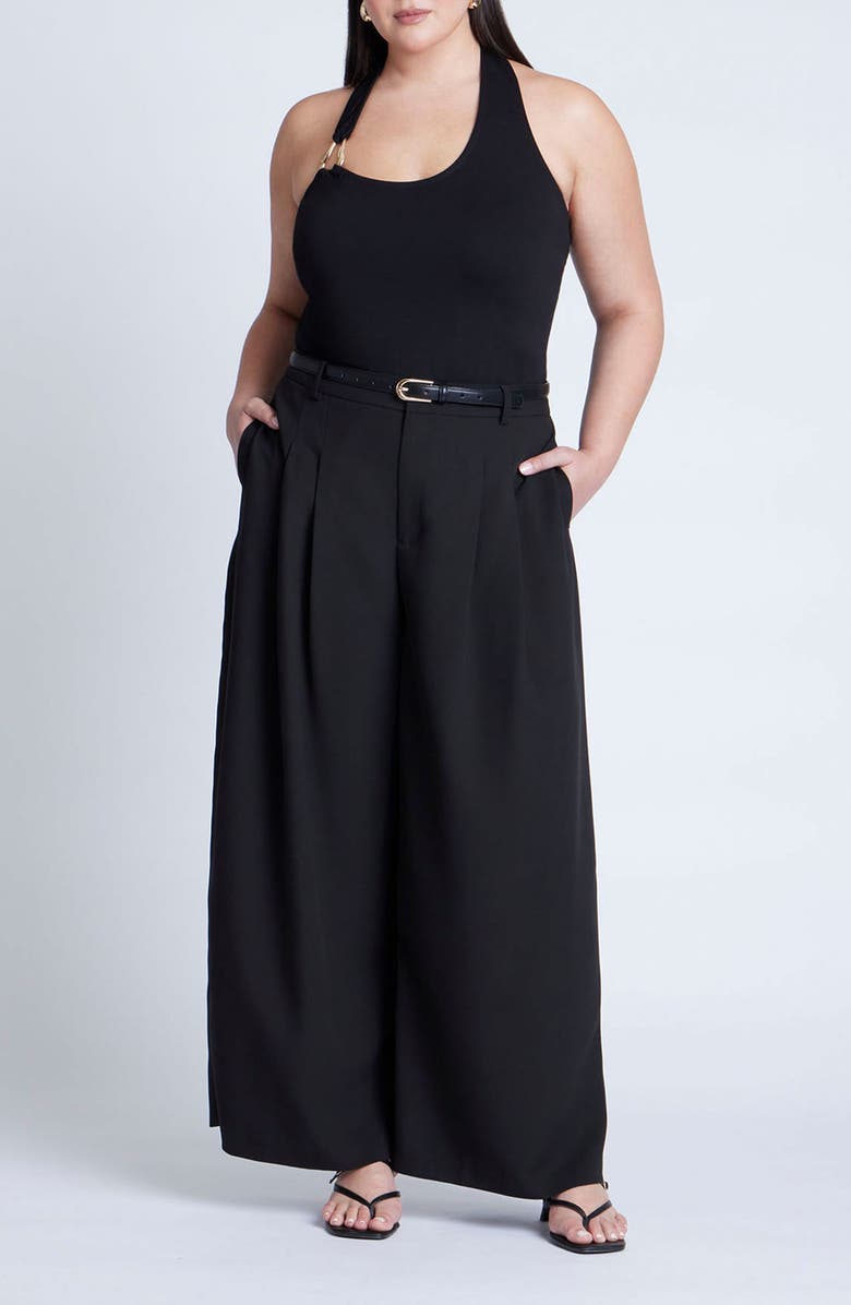 ELOQUII Hardware Asymmetric Halter Neck Top, Alternate, color, 