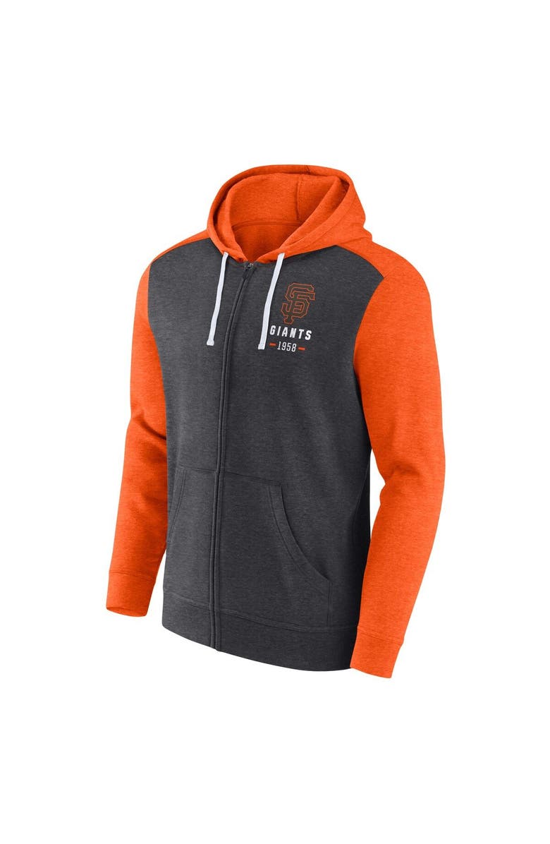 FANATICS Men's Fanatics Branded Heathered Charcoal/Heathered Orange San Francisco Giants Blown Away Full-Zip Hoodie, Alternate, color, Heather Charcoal