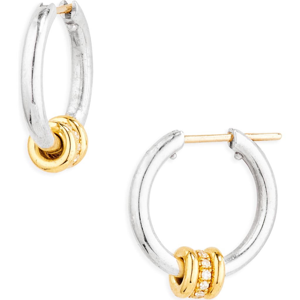 Spinelli Kilcollin Ara Duo Diamond Pavé Hoop Earrings in Silver Gold  product