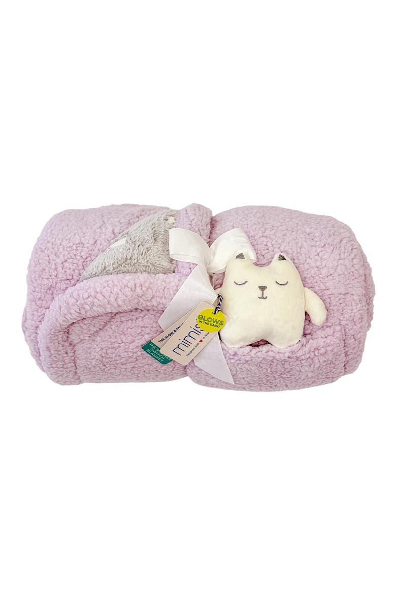 Kids' Glow in the Dark Kittens Fleece Blanket & Stuffed Animal Set, Alternate, color, PALE ORCHID