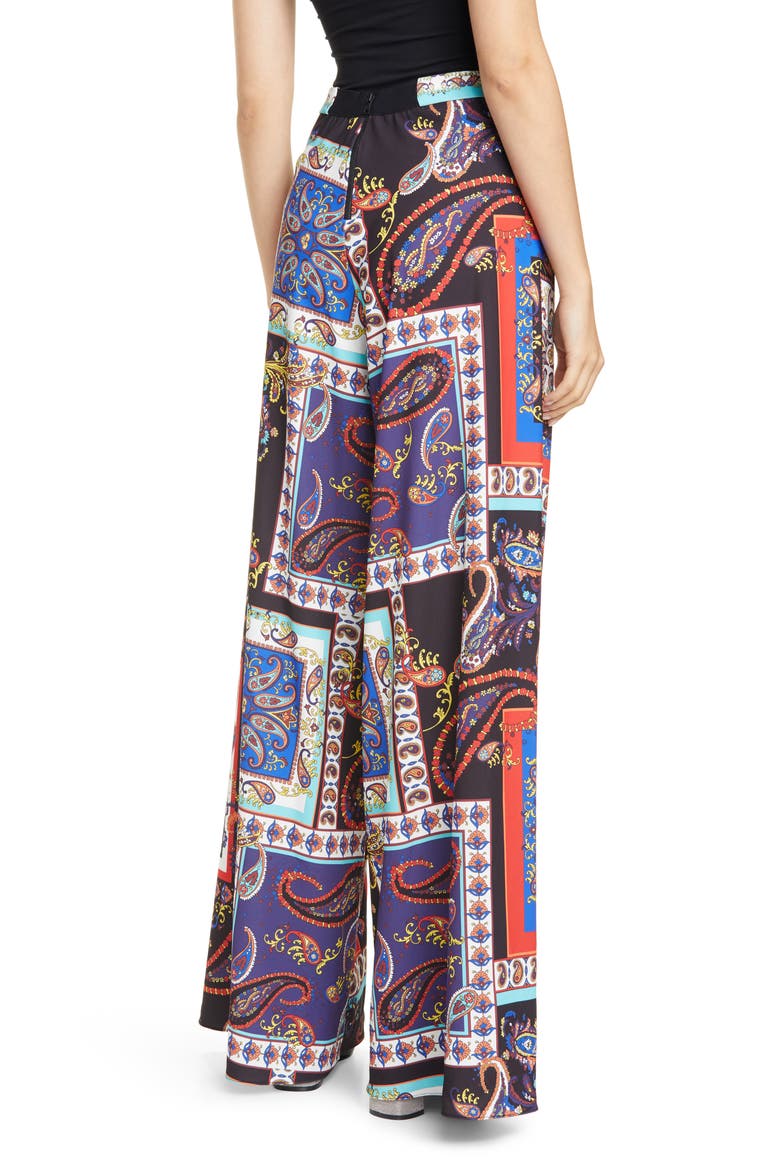 Athena Print Super Flared Wide Leg Pants, Alternate, color, ROYALTY PAISLEY