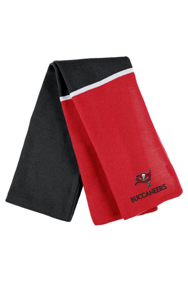 Women's WEAR by Erin Andrews Red Tampa Bay Buccaneers Colorblock Cuffed Knit Hat with Pom and Scarf Set, Alternate, color, Red