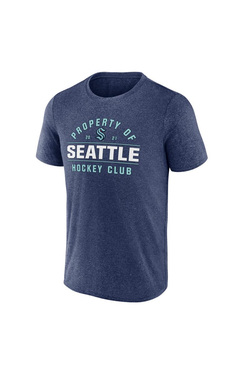 FANATICS Men's Fanatics Heather Deep Sea Blue Seattle Kraken Property Of T-Shirt, Alternate, color, Heather Navy