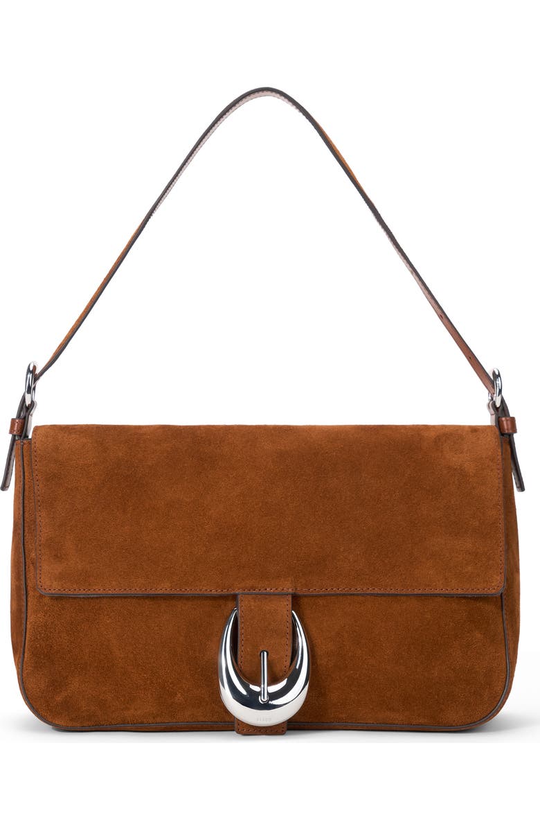 STAUD Medium Harlow Suede Shoulder Bag, Main, color, Tabac