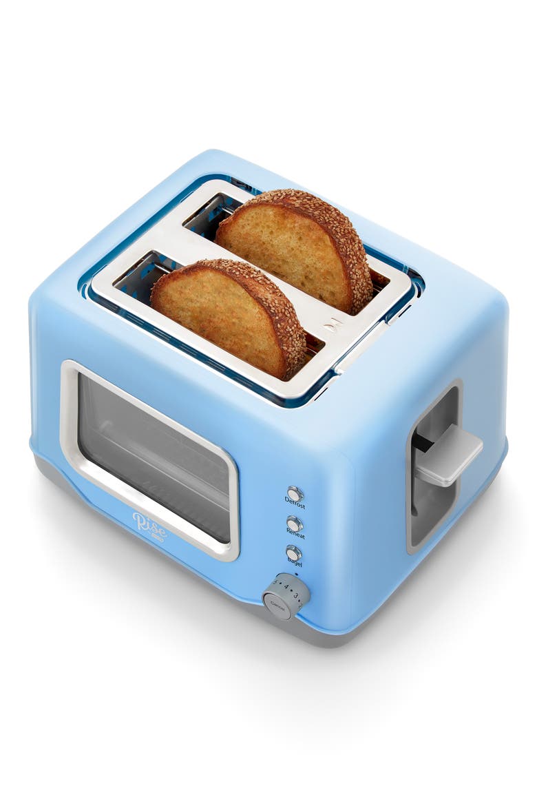 Rise by Dash 2-Slice Clear View Toaster, Alternate, color, BLUE