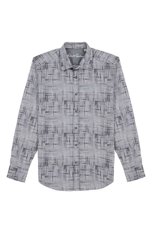 Robert Graham Berkley Geo Pattern Stretch Cotton Button-up Shirt In Gray