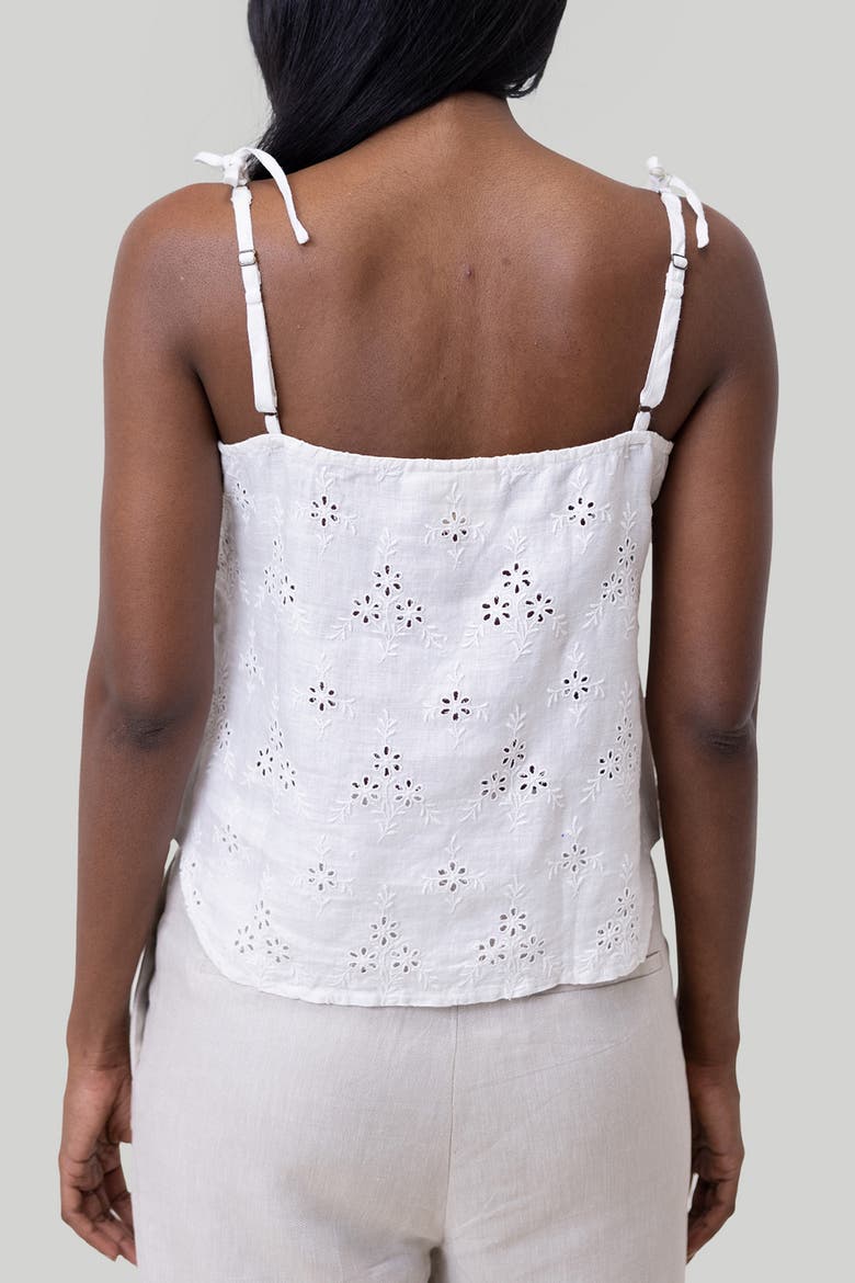 Tie-up Embroidered Camisole Top, Alternate, color, White Embroidered
