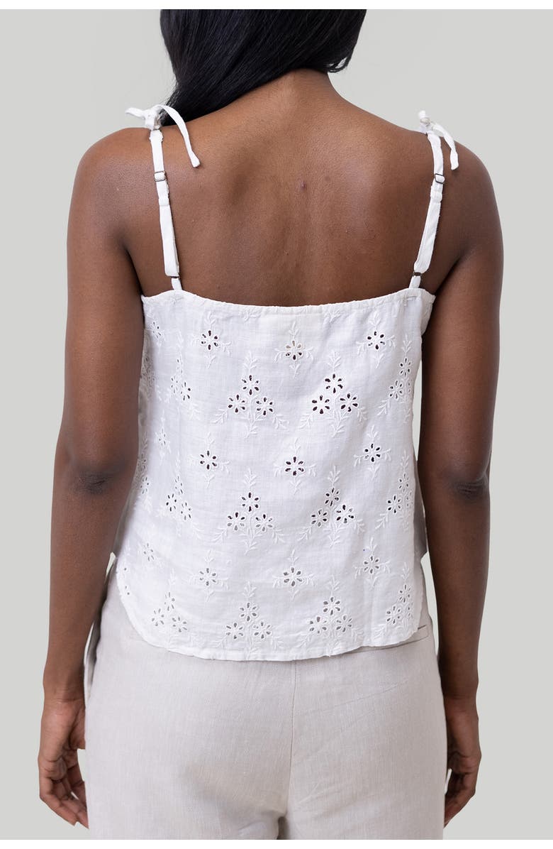 Reistor Tie-up Embroidered Camisole Top, Alternate, color, White Embroidered