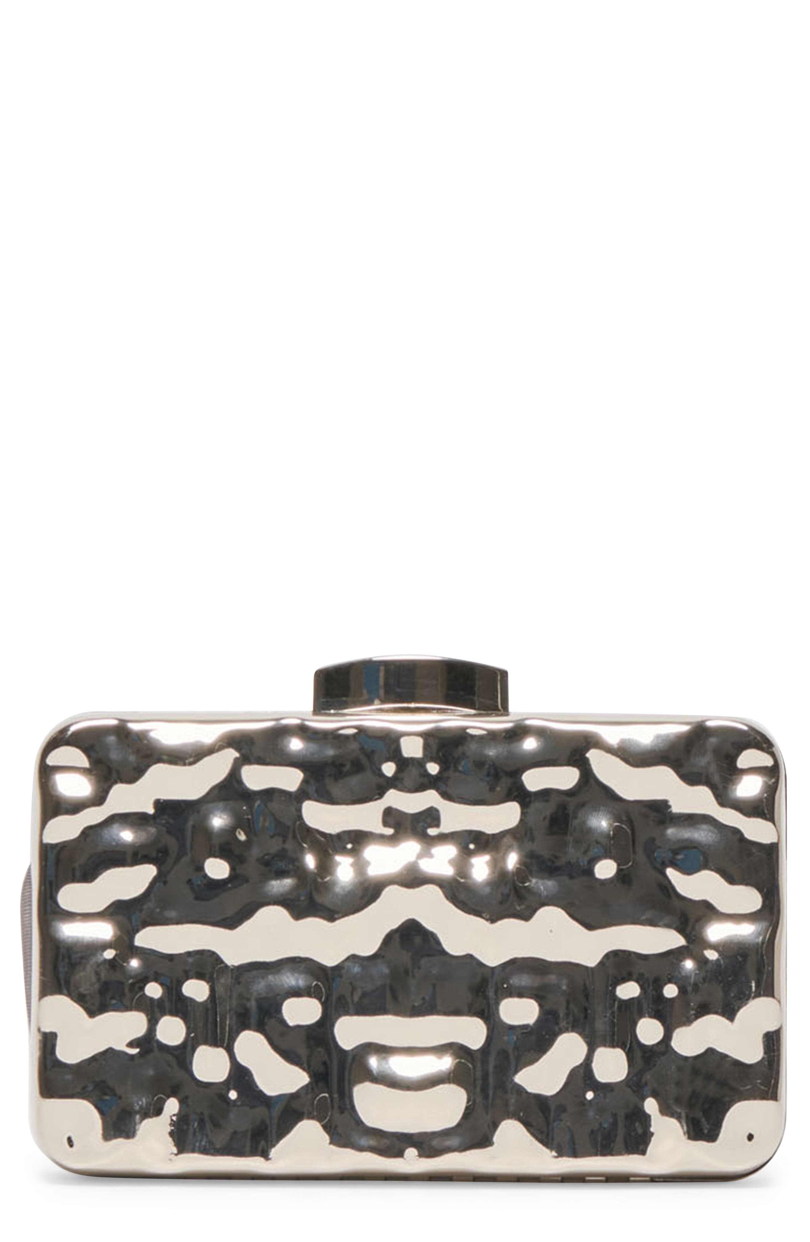 Dolce Vita Metal Frame Clutch, Main, color, Silver