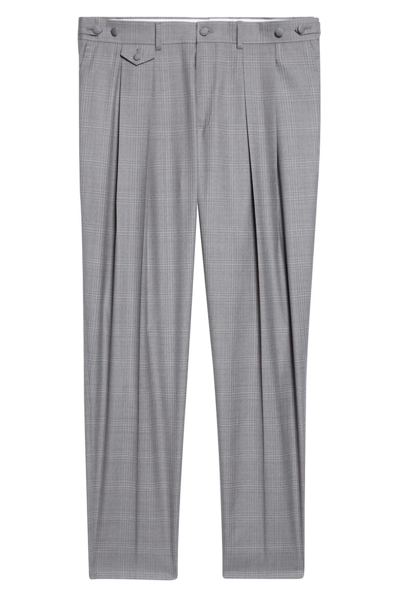 Cavallo Pleated Plaid Virgin Wool Pants, Alternate, color, QUADRI-CHECK-TARTAN