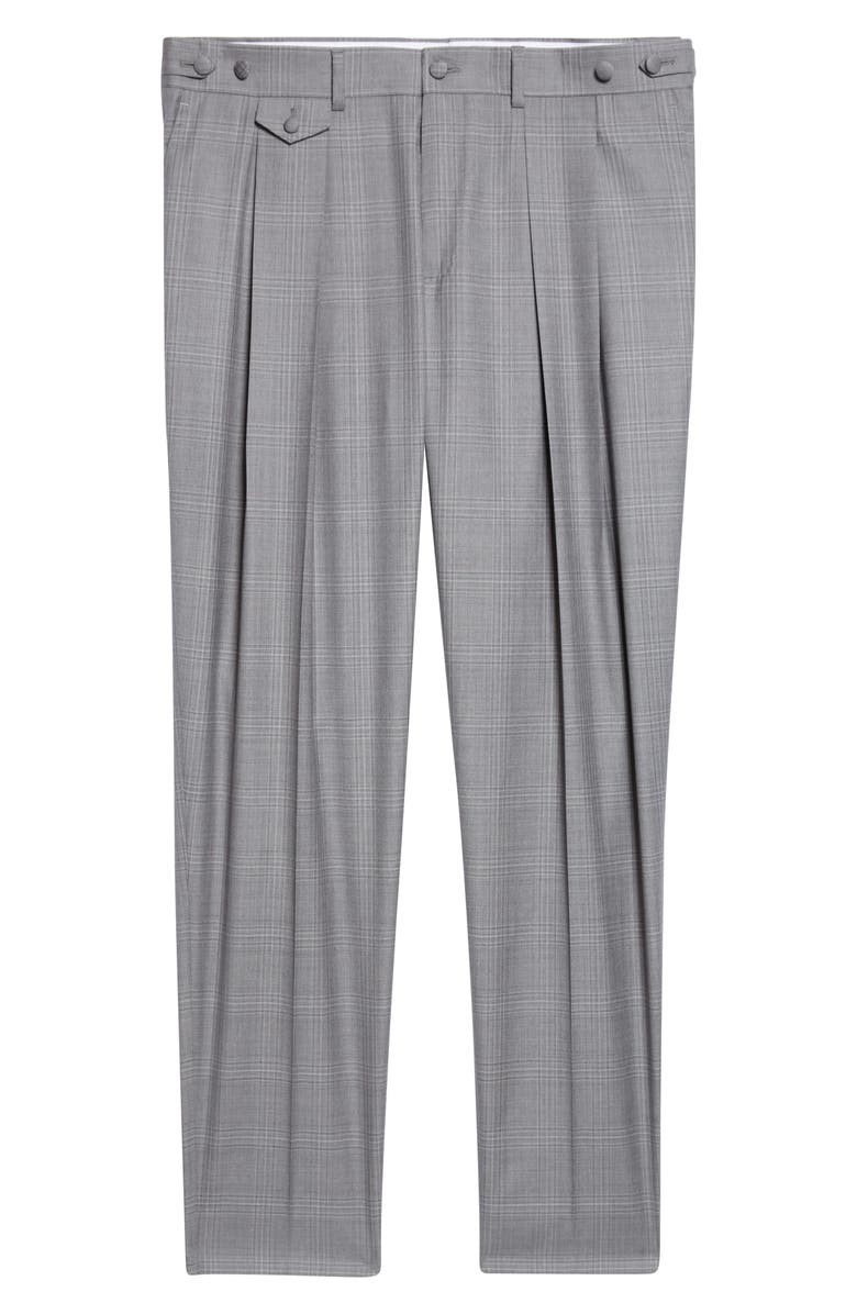 Dolce&Gabbana Cavallo Pleated Plaid Virgin Wool Pants, Main, color, Quadri-Check-Tartan