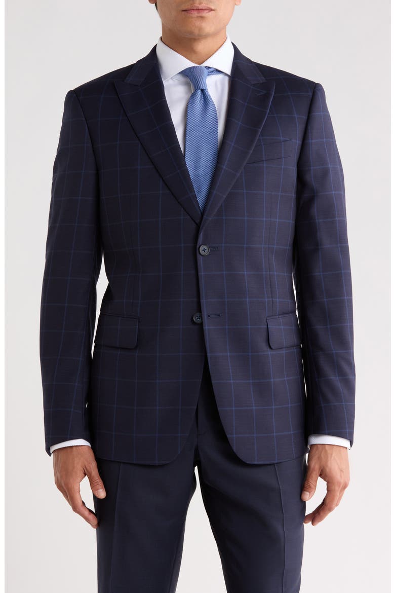 Windowpane Wool Sport Coat, Main, color, NAVY