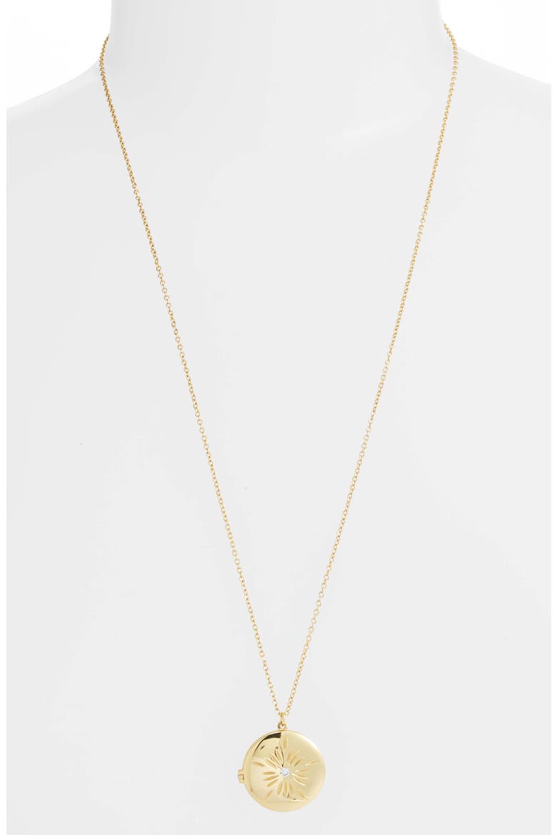 Flower Locket Necklace, Main, color, YELLOW GOLD