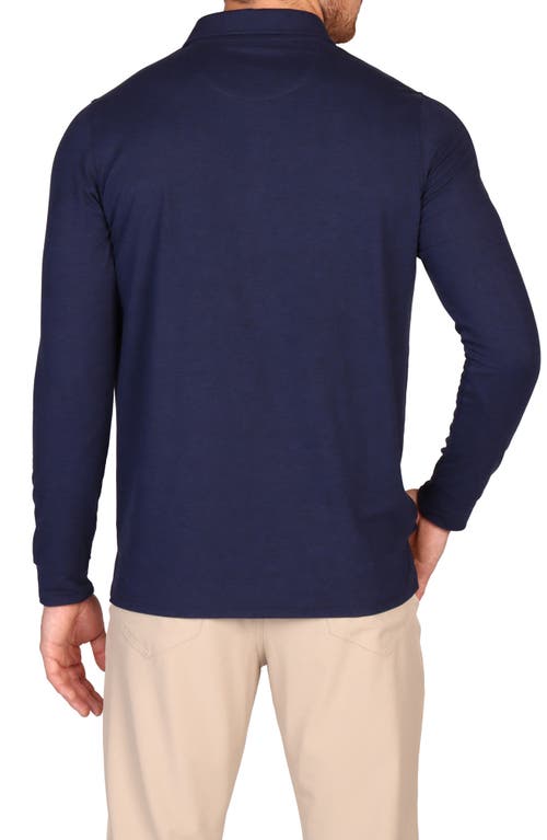Tailorbyrd Brushed Mélange Long Sleeve Polo In Blue