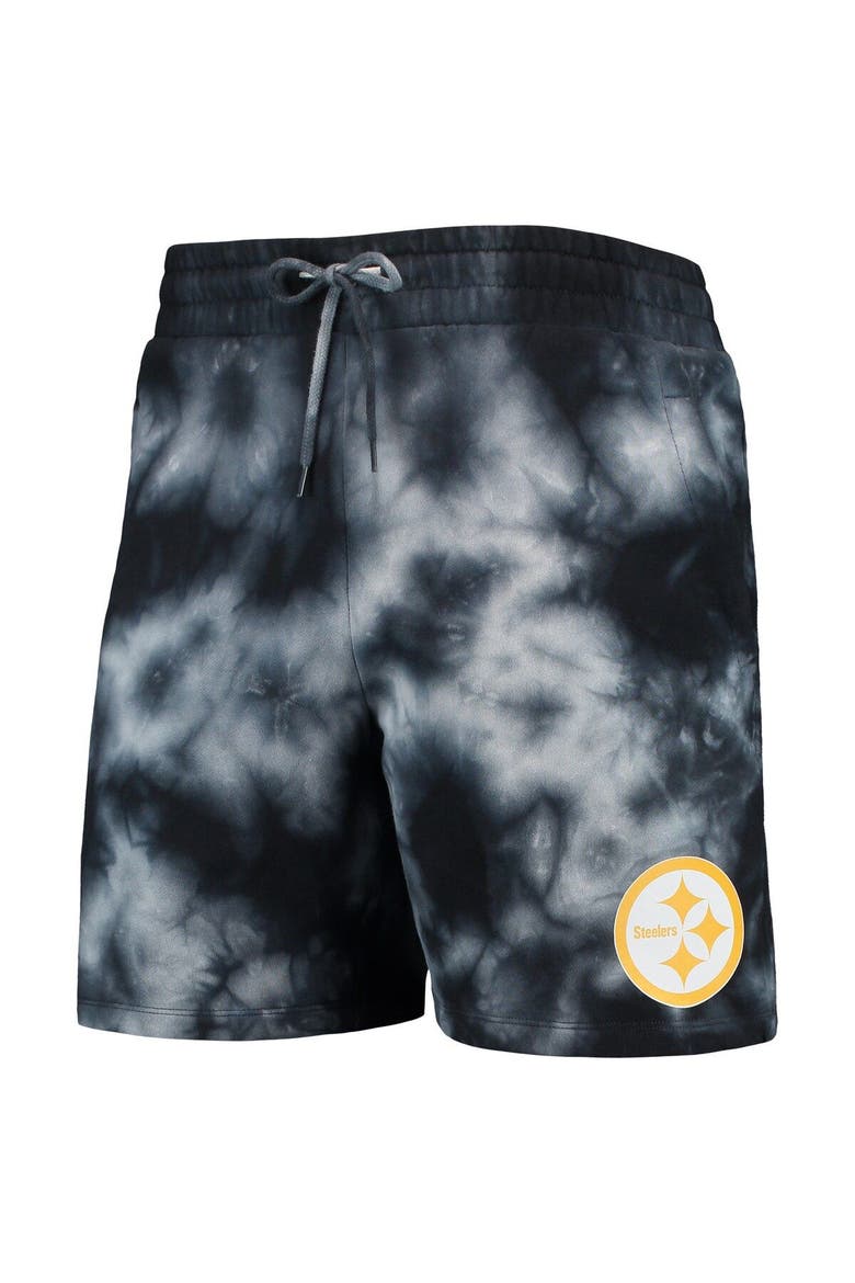 Men's New Era Black Pittsburgh Steelers Tie-Dye Shorts, Alternate, color, Black