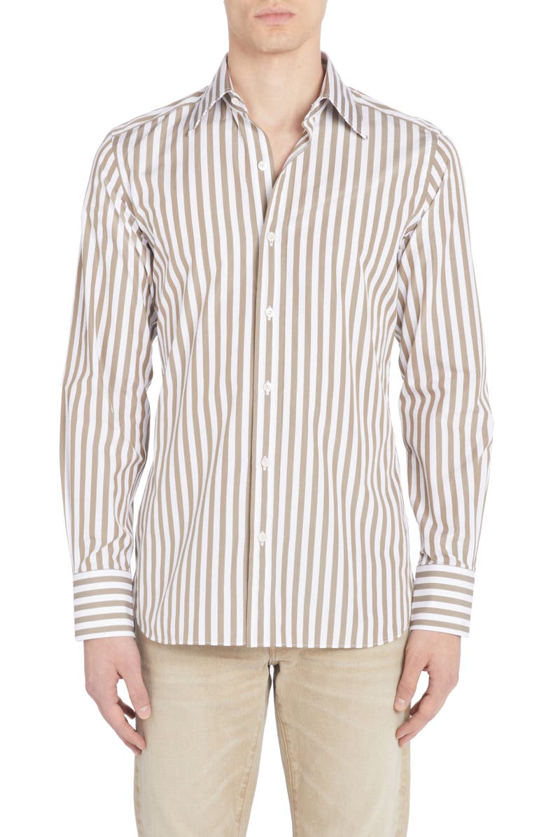 TOM FORD Slim Fit Stripe Button-Up Shirt, Main, color,