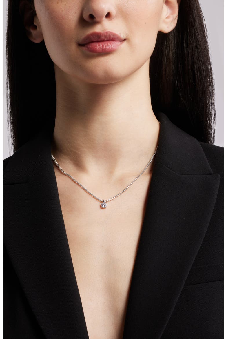 Cubic Zirconia Pendant Tennis Necklace, Alternate, color, CLEAR- SILVER