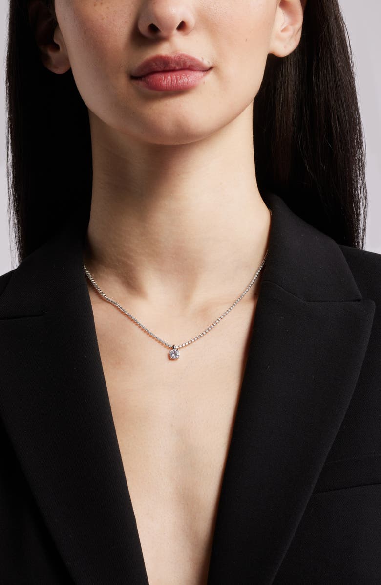Nordstrom Cubic Zirconia Pendant Tennis Necklace, Alternate, color, Clear- Silver