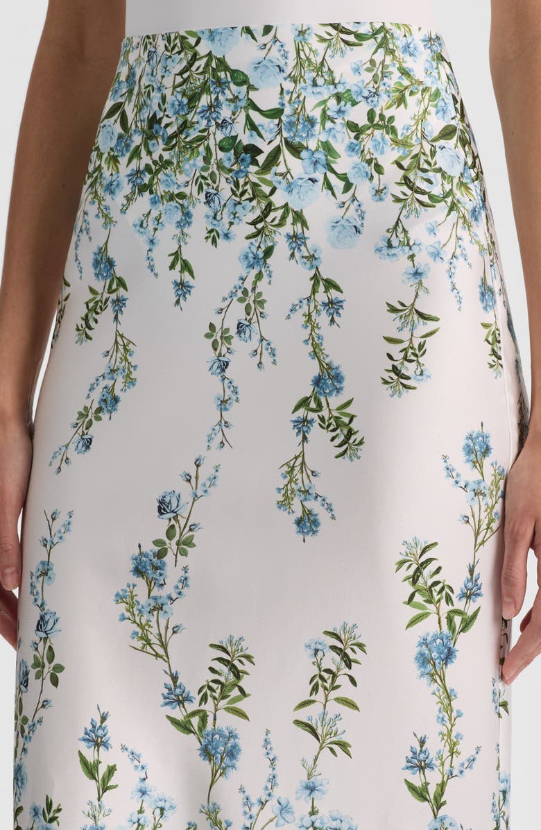 Alice + Olivia Maeve Floral Print Slip Skirt, Alternate, color, Fresh Air Carolina Blue