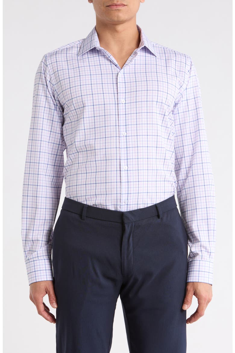 Slim Fit Plaid Dress Shirt, Main, color, WHITE/ NAVY