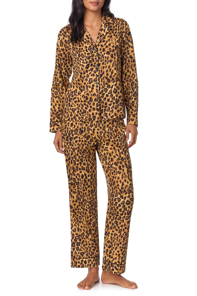 Print Cotton Blend Pajamas, Main, color, LEOPARD
