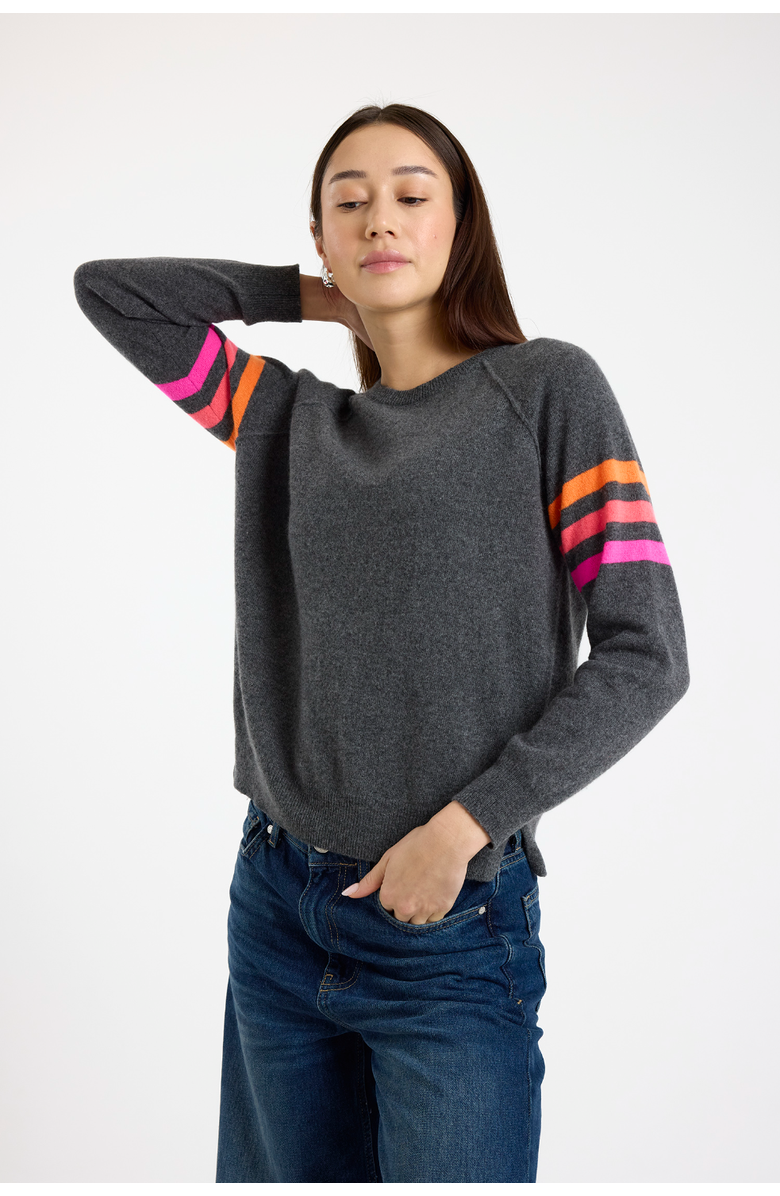 Brodie Pure Cashmere Annie Crew Neck 100% Cashmere Sweater, Main, color, Derby Grey