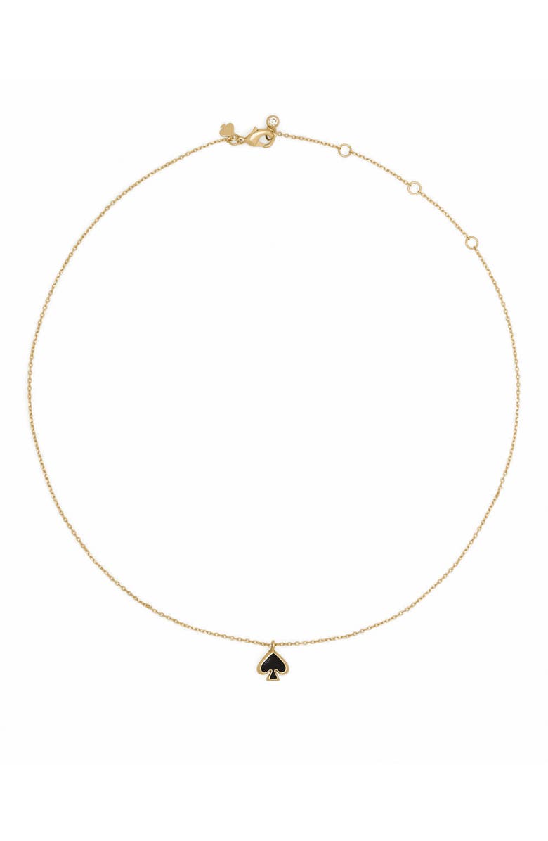 Kate Spade New York mini spade pendant necklace, Alternate, color, Black