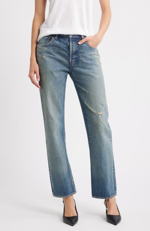 Moussy Vintage Showell Slim Straight Leg Jeans In Blue