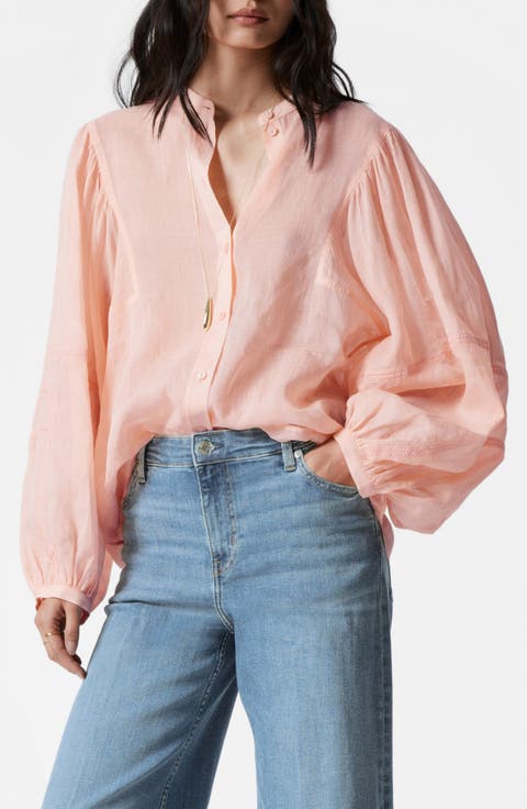 Embroidered Detail Long Sleeve Button-Up Shirt