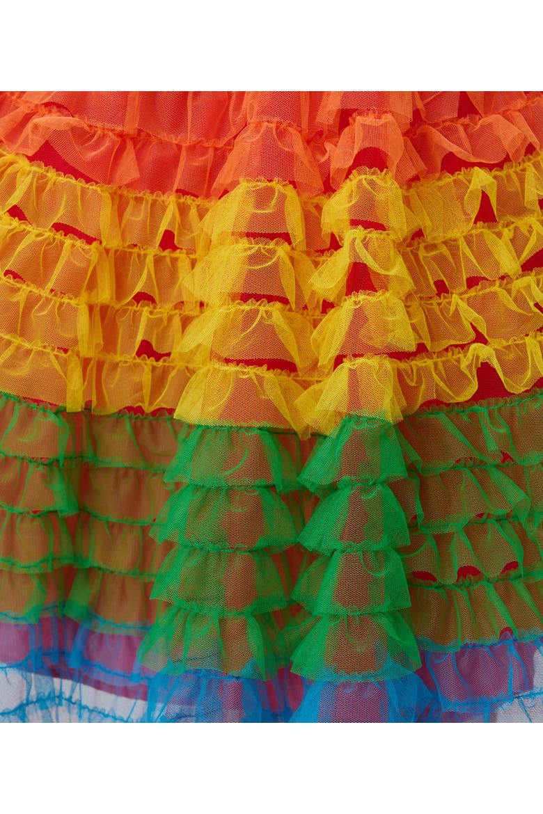 Plus Size Tulle Sweetheart Cupcake Swing Dress, Alternate, color, Red Rainbow Stripe