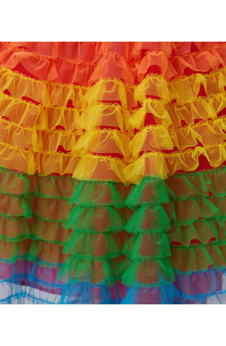 Unique Vintage Plus Size Tulle Sweetheart Cupcake Swing Dress, Alternate, color, Red Rainbow Stripe